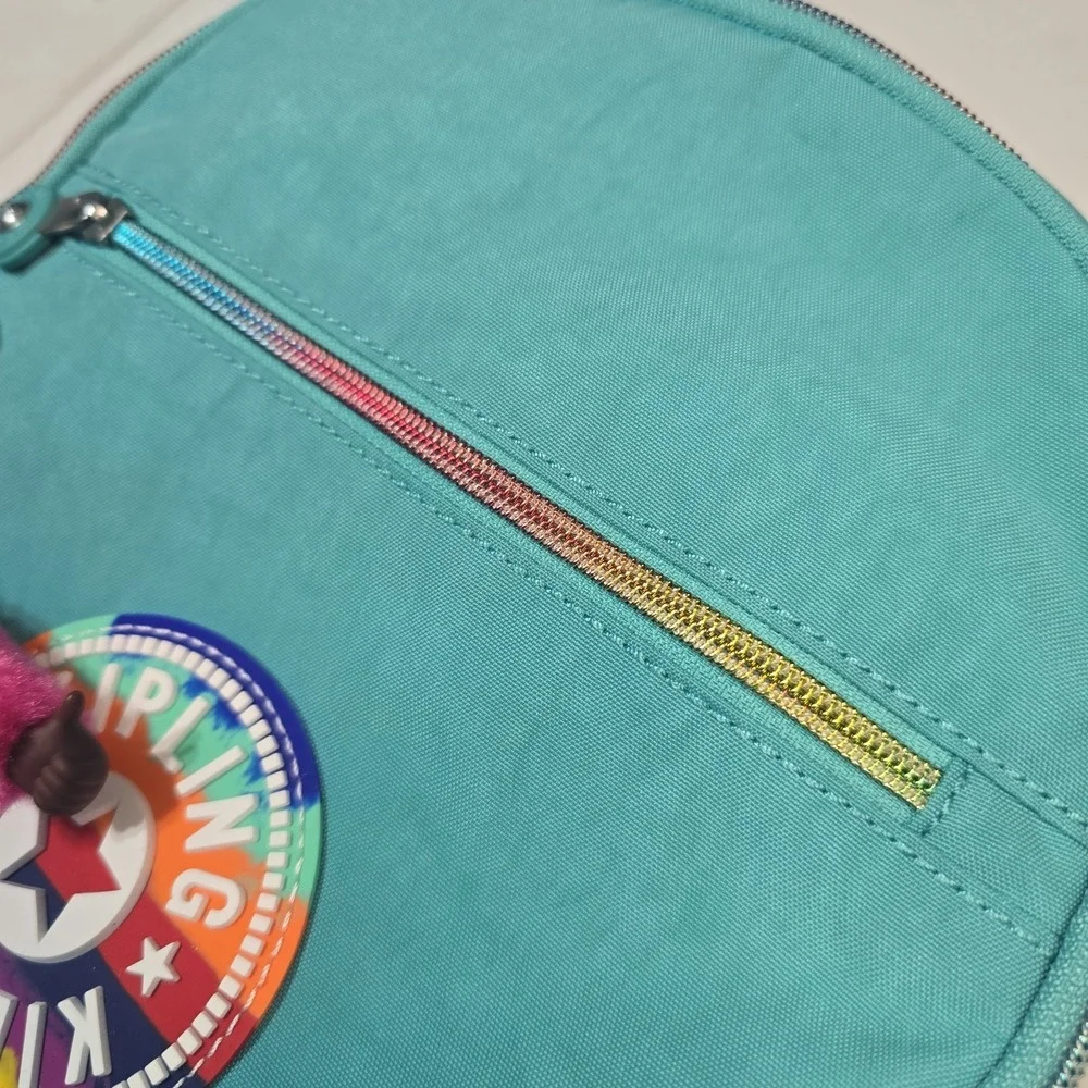 Kipling Challenger 2SS Nylon Backpack, Super Blue Rainbow KIA816 w/ Monkey